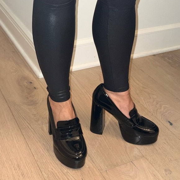 Black Patent Leather Platform Loafers - Picture 5 of 5